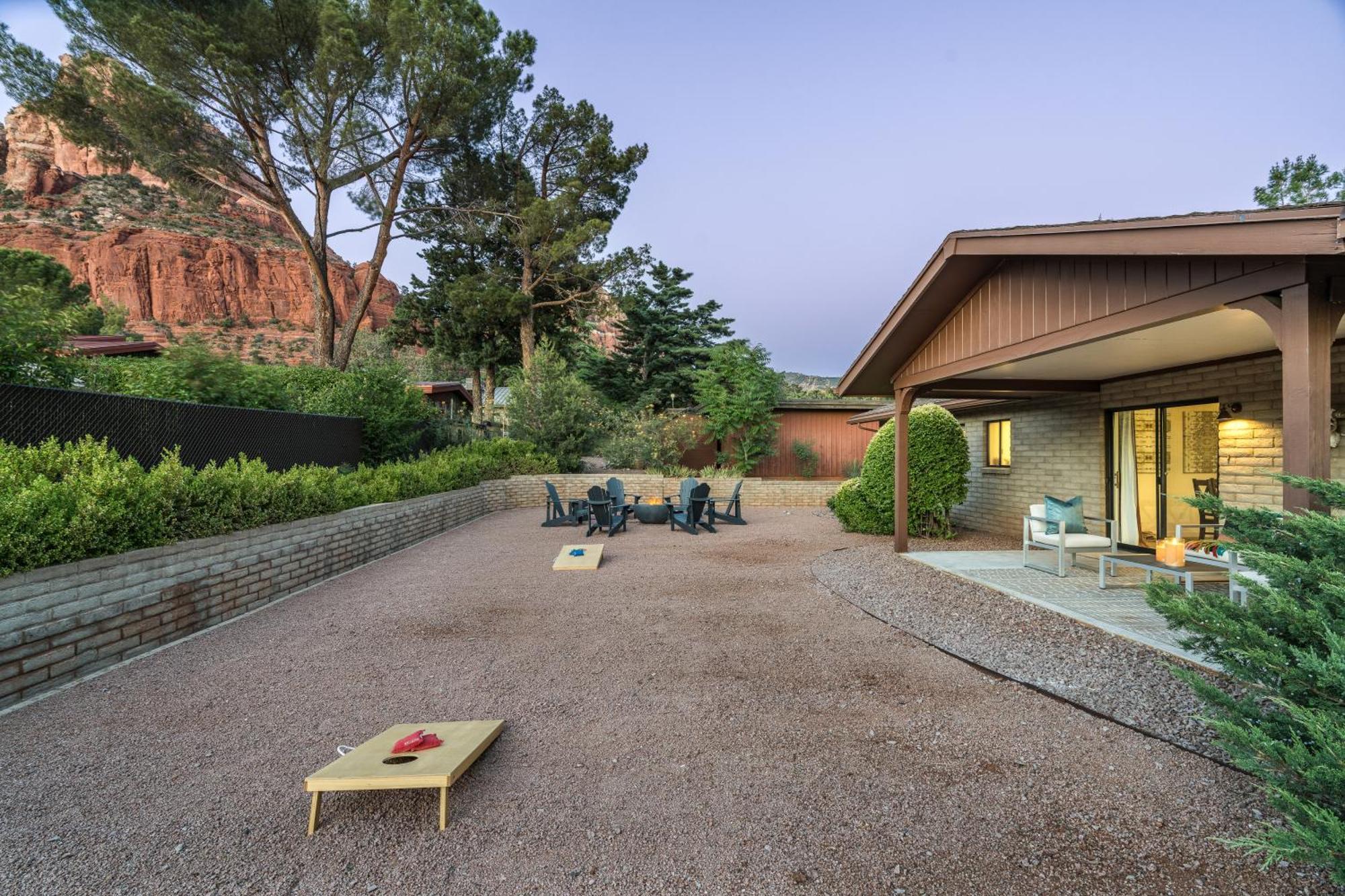 Enjoy Redrock Views W A Fire Pit Cornhole Games At Starlite Sedona